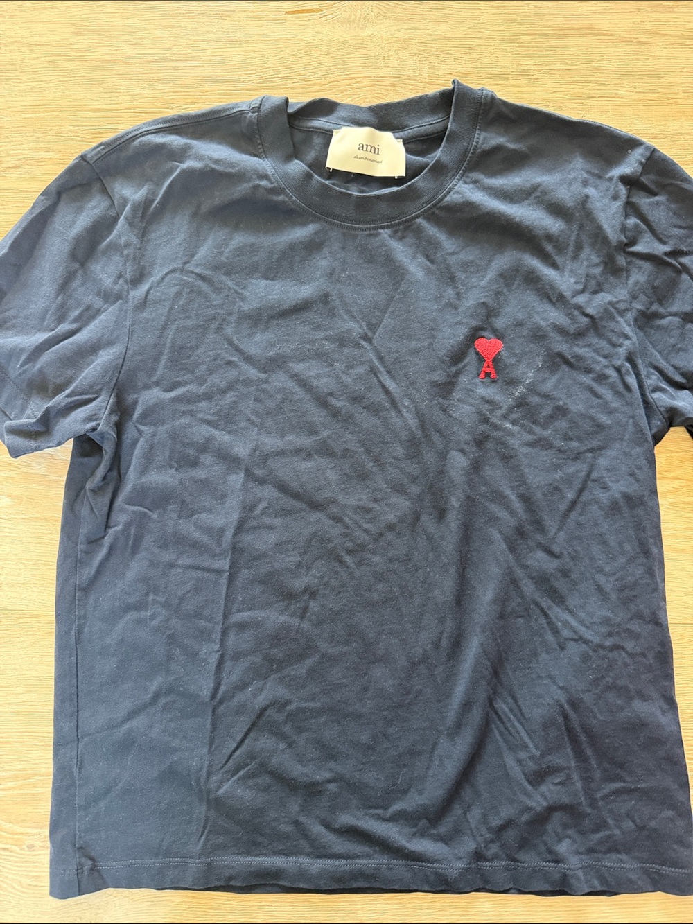 Ami Navy Blue Tee with Red Heart Logo